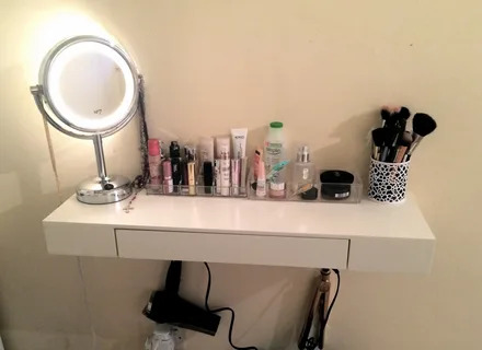 floating makeup vanity